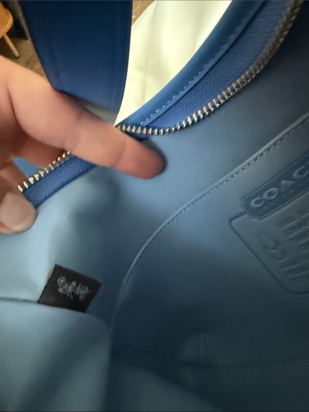 Coach Blue Suede Shoulder Bag - Picture 15 of 16